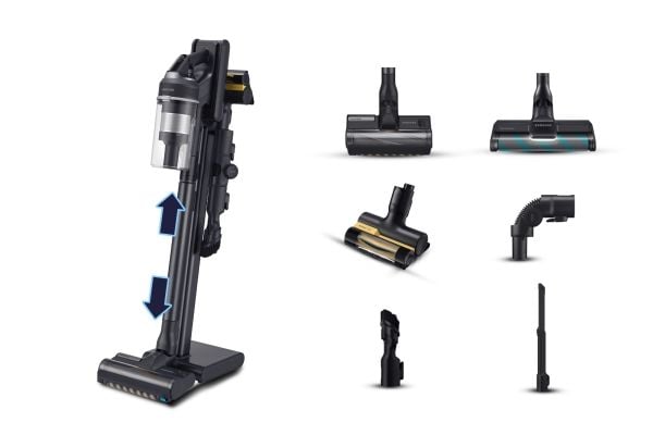 Samsung Jet 95 Complete Extra VS20C9554TK - Støvsuger - pinne/håndholdt (2-i-1) - uten pose - uten kabel - black chrometal/satin black - 2 batterie...