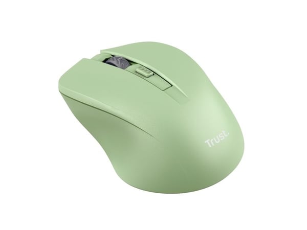 Trust Mydo - Mus - stille - høyre- og venstrehåndet - optisk - 4 knapper - trådløs - 2.4 GHz - USB trådløs mottaker - grønn