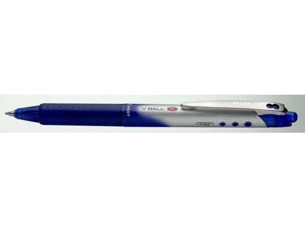 Rollerpen pilot v-ball grip, med trykknap, 0,35 mm, blå