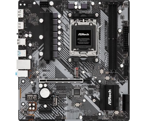 ASRock B650M-H/M.2+ - Hovedkort - micro ATX - Socket AM5 - AMD B650 Chipset - USB-C 3.2 Gen 1, USB 3.2 Gen 1 - Gigabit LAN - innbygd grafikk (CPU k...