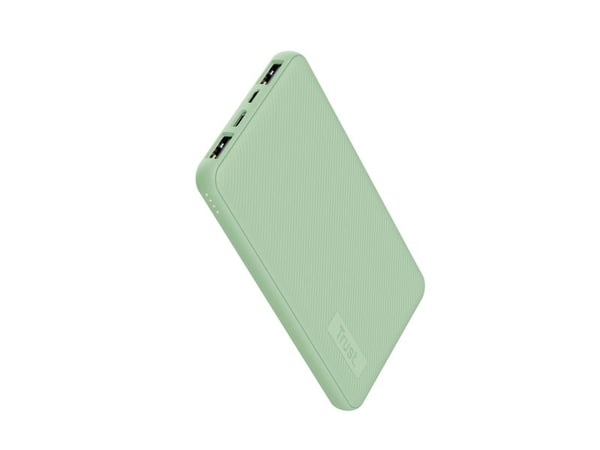 Trust Primo Ultra-thin - Strømbank - 10000 mAh - 37 Wh - 3 A - Fast Charge - 3 utgangskontakter (USB, USB-C) - på kabel: Micro-USB - grønn