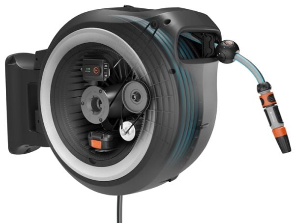 Gardena Batteridrevet Veggslangeboks PowerRoll 40 meter - Solo