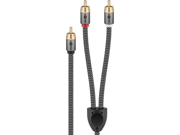 Goobay 65301, 2 x RCA, Hankjønn, RCA, Hankjønn, 3 m, Sort, Sølv