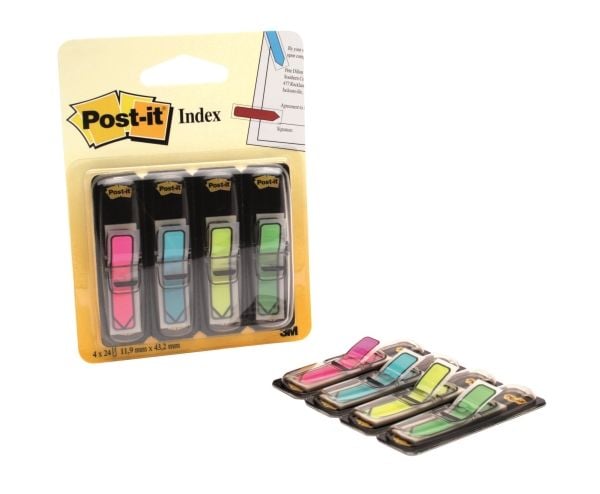 Post-it hakemistopino 12,5x43mm 4 neonfarver 4x24stk/pak - (96 stk.)