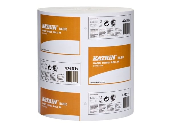 Hushållspapper Katrin Basic 1-lagers midi 300 m x 20,5 cm Ø19 cm oblekt återvunnet papper
