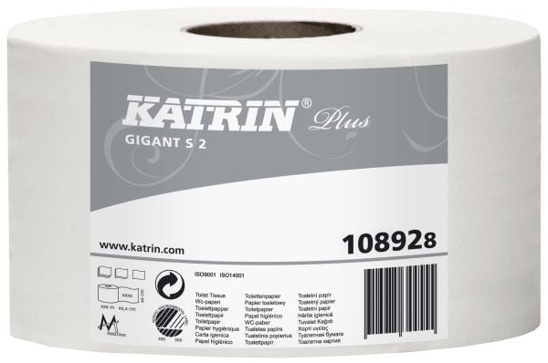 Toalettpapper Katrin Plus 2-lagigt Ø18 cm 160 m vitt - (kartong med 12 rullar)