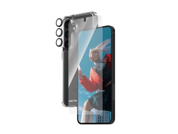 PanzerGlass - 3-i-1 beskyttelsespakke - baksidedeksel for mobiltelefon - ultrabred passform med EasyAligner - D3O Bio, 100 % resirkulert plast - me...