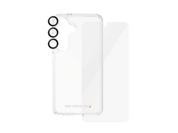 PanzerGlass - 3-i-1 beskyttelsespakke - baksidedeksel for mobiltelefon - ultrabred passform med EasyAligner - D3O Bio, 100 % resirkulert plast - me...