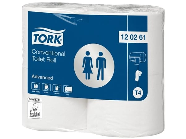Toiletpapir Tork T4 Advanced 2-lags hvid - (24 ruller pr. karton)