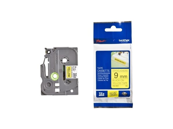 Brother TZS621 - Svart på gult - Rull (0,9 cm x 8 m) laminert teip - for P-Touch PT-1010, 1080, 1090, 1230, 1290, 18, 2100, 2110, 2430, 3600, 7100,...