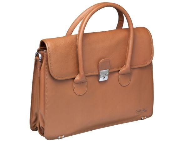 Computertaske Pierre New Classic dame læder naturbrun