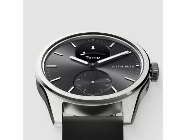 Withings ScanWatch 2 - 42 mm - rustfritt stål - hybridsmartur med bånd - fluorelastomer - håndleddstørrelse: 163-239 mm - monokrom - Bluetooth - 52...