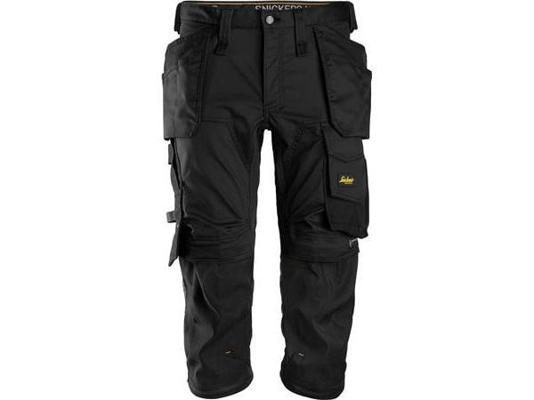 SNICKERS WORKWEAR 6142 AllroundWork Piratbukser i stretch med hylsterlommer, sort, størrelse Str: 48