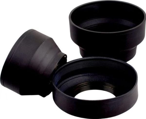 Objektivhette FoxFoto 3-funksjons solblender JJC - 49 mm Objektivhette FoxFoto 3-funksjons solblender JJC - 49 mm