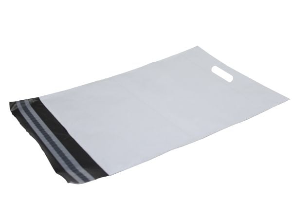 Forsendelsesposer PE hvid 400x600 mm med håndtag/hank - (100 stk.)