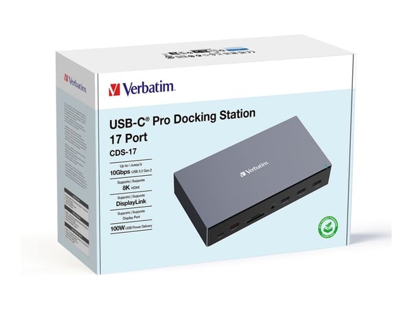 Verbatim Pro - Dokkingstasjon - USB-C - 2 x DP, 3 x HDMI - 1 GbE - 120 Watt