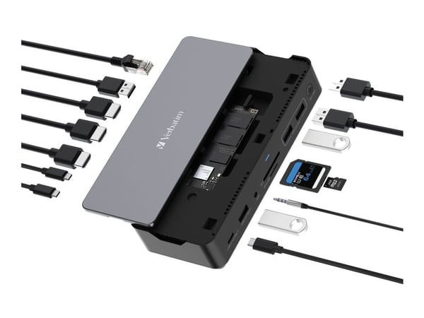 Verbatim Pro - Dokkingstasjon - USB-C - 2 x HDMI, DP - 1GbE - 100 watt