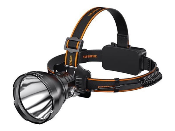 Superfire HL60 - Hodelykt - LED-lyspære - 36 W - hvitt lys - svart