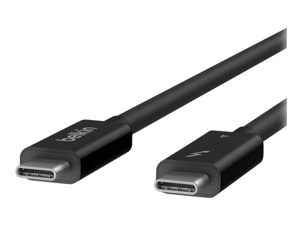 Belkin CONNECT - Thunderbolt-kabel - USB-C (hane) vändbar till USB-C (hane) vändbar - Thunderbolt 4 - 2 m - aktiv, USB-strömförsörjning (100W) - fö...