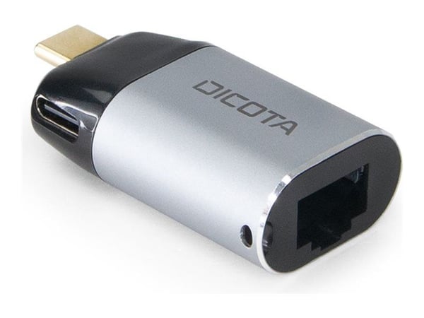 DICOTA - Nettverksadapter - USB-C / Thunderbolt 3 - Gigabit Ethernet x 1 - sølv