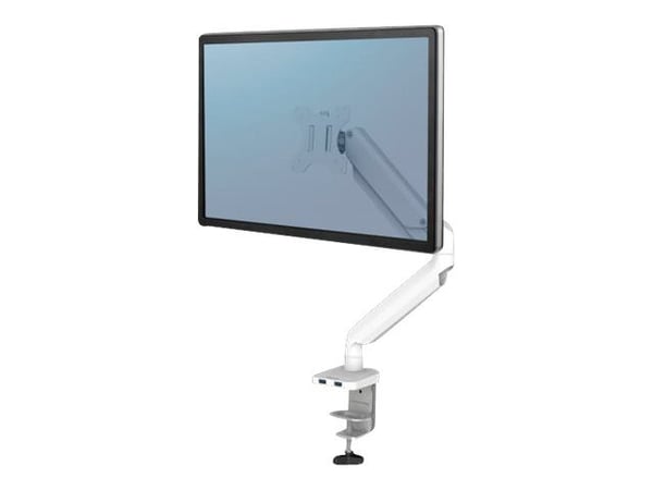 Fellowes Platinum Series - Monteringssett - justerbar arm - for Skjerm - aluminium - hvit - skjermstørrelse: inntil 27" - skrivebordsmonterbar