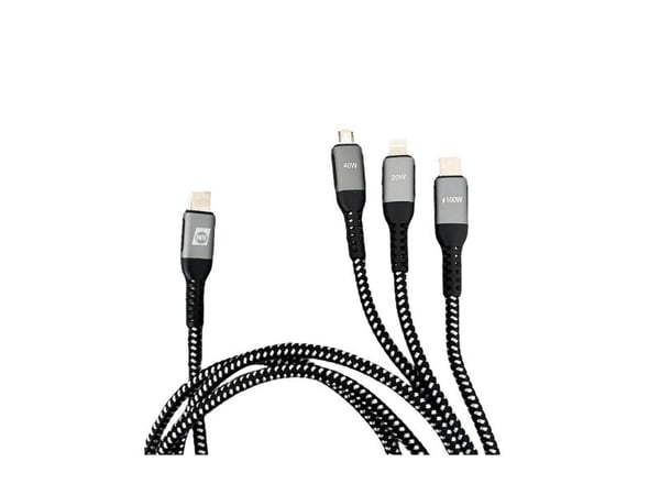 IWH USB-ladekabel USB-C til USB micro-A hun-kontakt, Apple Lightning-kontakt 1,20 m 019057