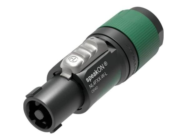Neutrik NL4FXX-W-L, speakON, Sort, Grønn, Rett, 17/11, Kopper, IP20