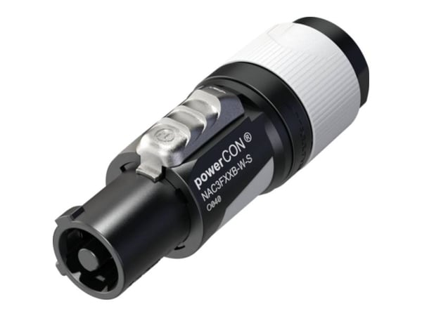 Neutrik NAC3FXXB-W-S, powerCON, musta, harmaa, suora, 16/12, kupari, IP20