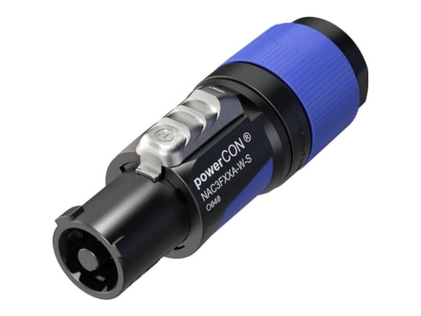 Neutrik NAC3FXXA-W-S, powerCON, Svart, Blå, Rett, 16/12, Kopper, IP20