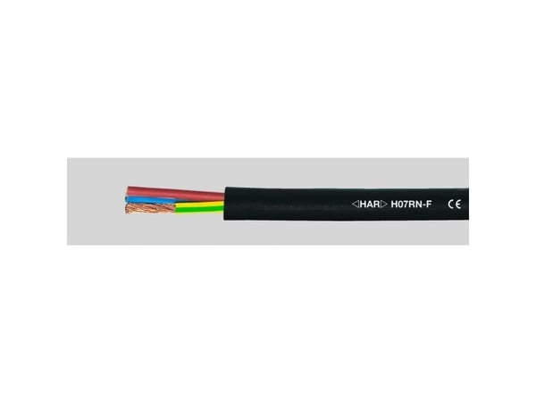 HELUKABEL H07RN-F, Lågspänningskabel, Svart, Koppar, 2.5 mm ², 72 kg/km, DIN VDE 0482-332-1-2, DIN EN 60332-1-2, IEC 60332-1-2, DIN VDE 0473-396, D...