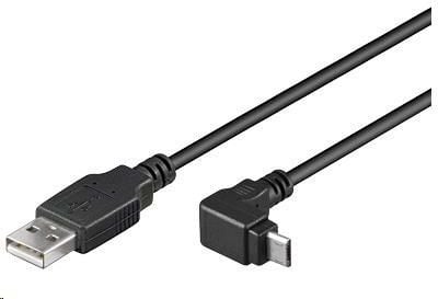 Goobay USB micro-B 90° 1.8m, 1,8 m, USB A, Micro-USB B, USB 2.0, Hanstik/Hanstik, Sort