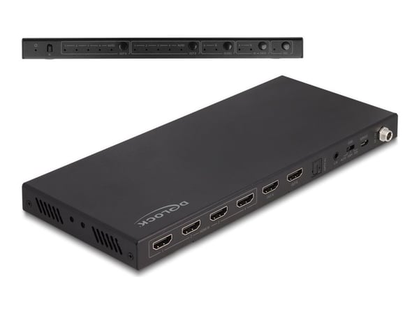 Delock - Video/audio switch - HDMI, matrix, 4K 60 Hz, with audio extractor - 4 x 2 - stasjonær, veggmonterbar