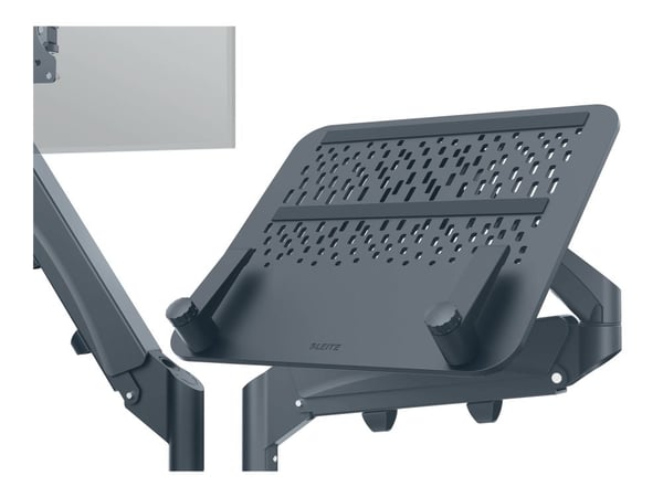 Leitz Ergo - Monteringssett (spring-assisted dual arm) - for 2 LCD-skjermer eller LCD-skjerm og notebook - space saving - mørk grå - skjermstørrels...