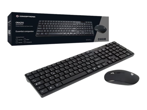 Conceptronic ORAZIO - Tastatur- og mussett - trådløs - 2.4 GHz - Italiensk - svart