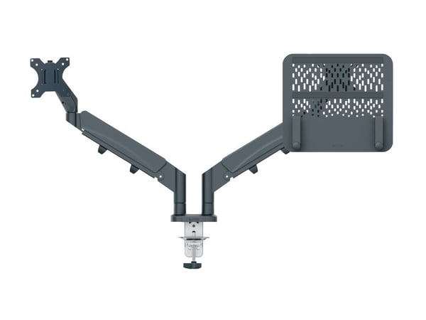 Leitz Ergo - Monteringssett (spring-assisted dual arm) - for 2 LCD-skjermer eller LCD-skjerm og notebook - space saving - mørk grå - skjermstørrels...