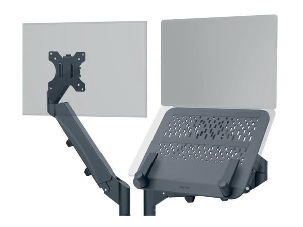 Leitz Ergo - Monteringssett (spring-assisted dual arm) - for 2 LCD-skjermer eller LCD-skjerm og notebook - space saving - mørk grå - skjermstørrels...
