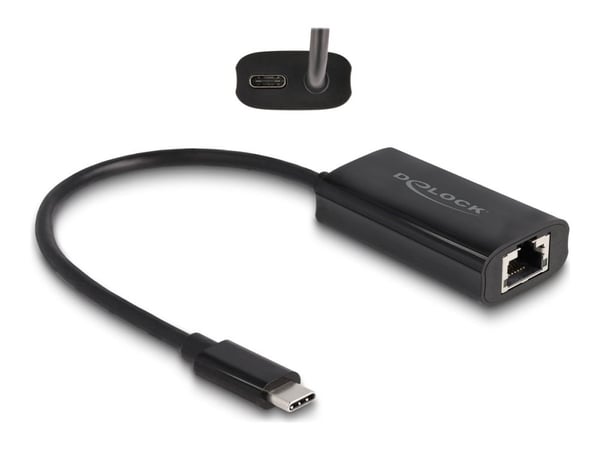 Delock - Verkkosovitin - Thunderbolt 3 - Gigabit Ethernet x 1 - musta