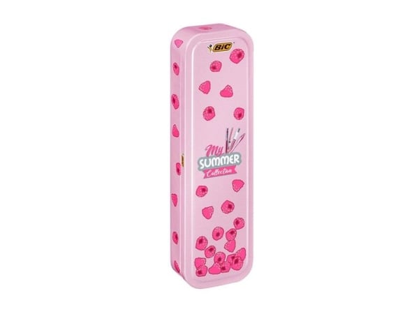 BIC Summer Pink Box, Klips, Uttrykkbar kulepenn med hengefeste, Gjenfyllbar, Sort, Blå, Grønn, Rød, 5 stykker