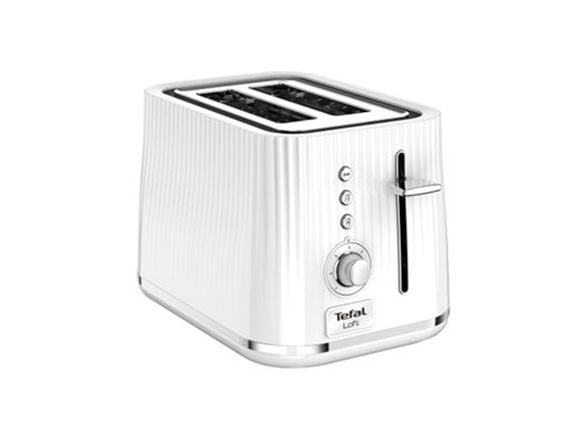 Tefal Loft TT7611, 2 skivor, Krom, Vit, Knappar, Rotations-