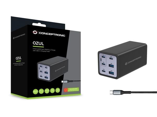 Conceptronic OZUL06BE, inomhus, AC, 55 V, Svart