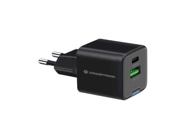 Conceptronic - Strömförsörjningsadapter - 20 watt - 3 A - Power Delivery 3.0 + PPS, QC 3.0 - 2 utgångs-stikforbindelser - Sortera