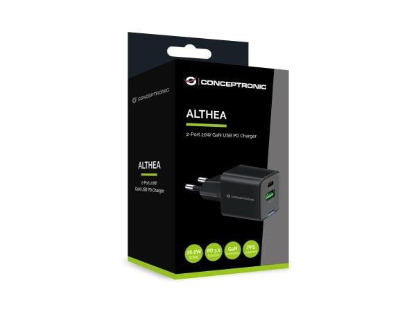 Conceptronic - Strömförsörjningsadapter - 20 watt - 3 A - Power Delivery 3.0 + PPS, QC 3.0 - 2 utgångs-stikforbindelser - Sortera