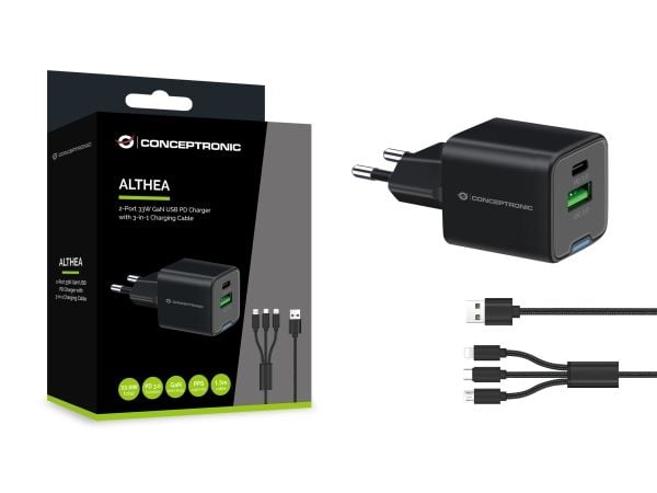 Conceptronic ALTHEA - Strömadapter - på kabel: USB-C