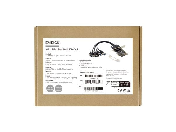 Conceptronic - Seriell adapter - PCIe 2.0 lav profil - RS-232 x 4 - svart