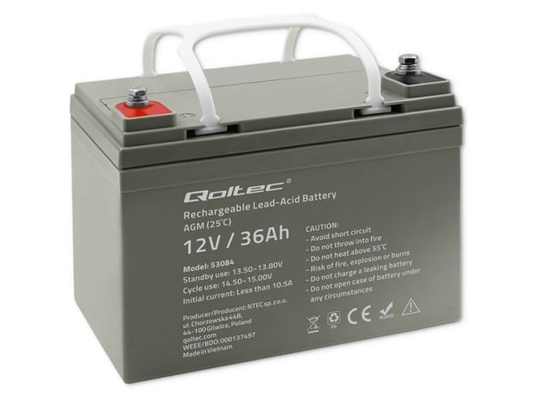 Qoltec AGM batteri | 12V | 36Ah | maks.540A