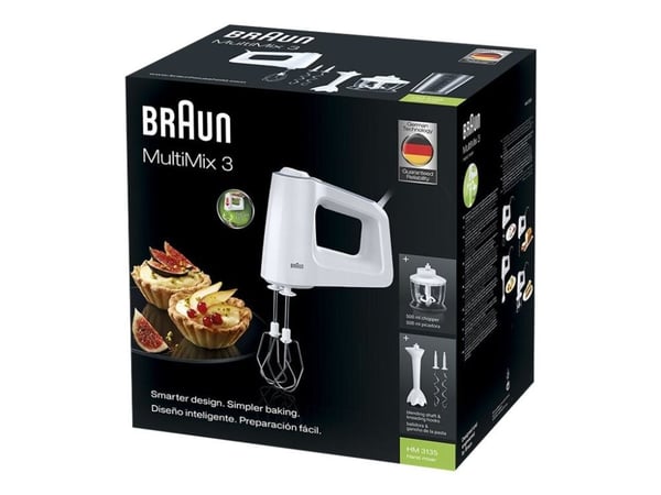 Braun MultiMix 3 HM 3135 WH - Håndmikser - 500 W - hvit/grå