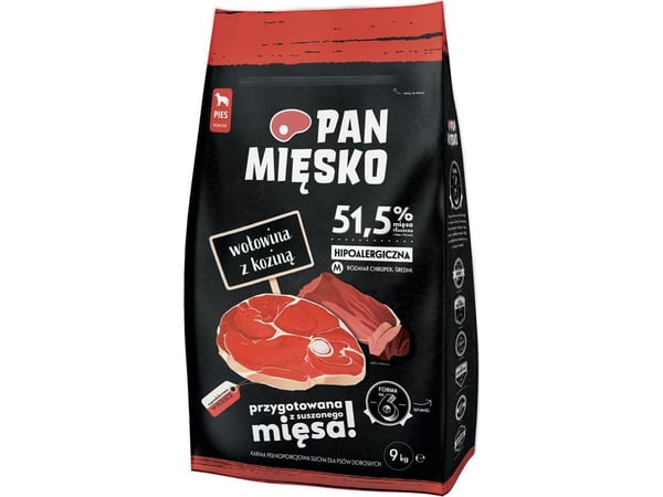 Pan Miesko hundemat Wolowina z kozina (voksen) tyggepinner/snor? kibbles M 20 kg