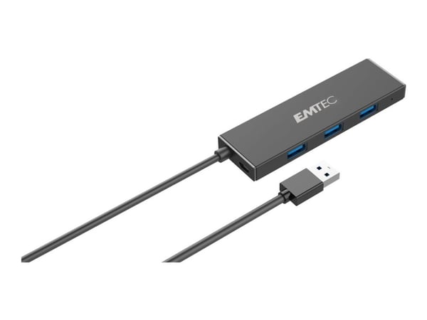 EMTEC Ultra Slim USB3.1 4-Port Hub T620A - Hub - 4 x USB 3.1 Gen 1 - stasjonær