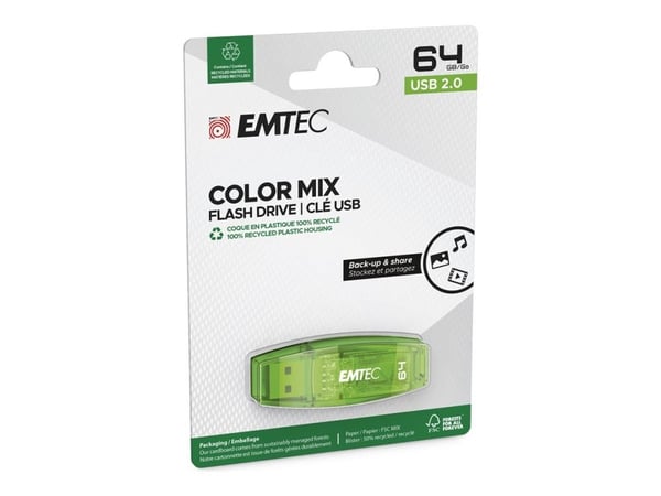 EMTEC Color Mix C410 - USB-flashstasjon - 64 GB - USB 2.0 - grønn