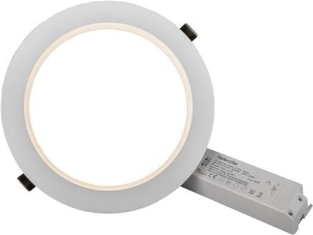 Plano Basic Downlight Ø230mm Valkoinen, 3.540-3.840lm, 3.000K/4.000K/5.700K DIP-kytkimen kautta, vaihehimmennettävä, reikäkoolle 200-218mm.